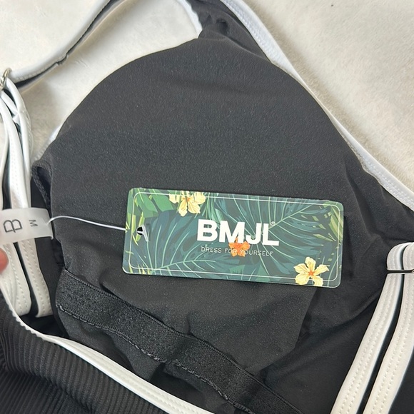 NWT BMJL Black and White One Piece Swimsuit with High-Cut Legs - Picture 6 of 9